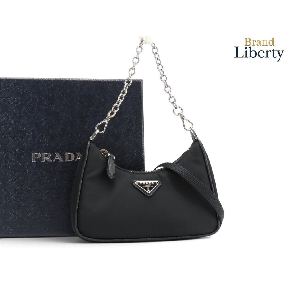 Prada Re Edition Chain Shoulder Bag Semi Shoulder Hobo Black